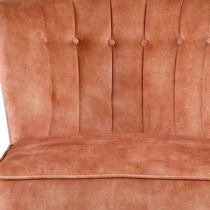 26" Burnt Orange and Brown Velvet Slipper Chair