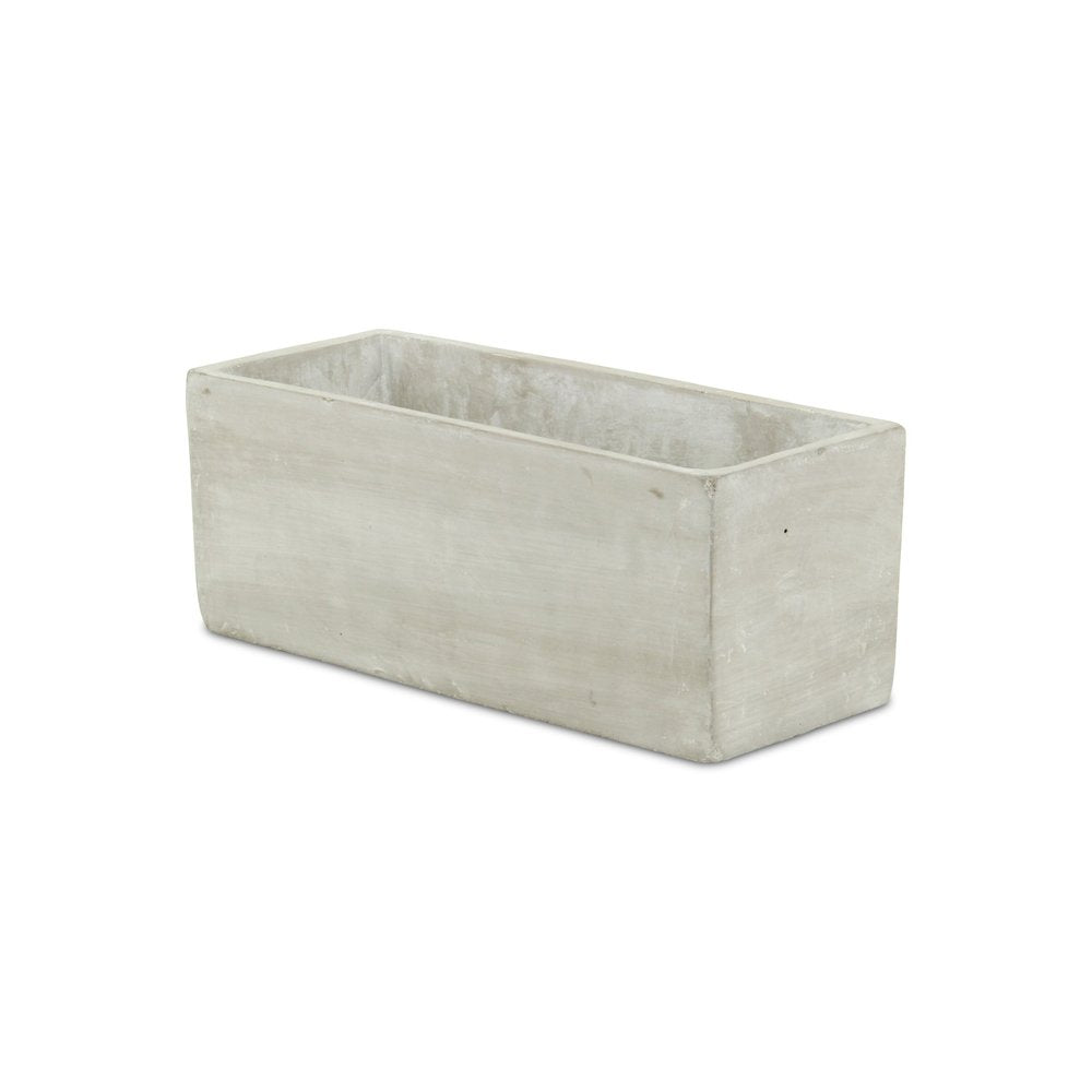 9" Light Gray Cement Indoor Outdoor Rectangular Pot Planter
