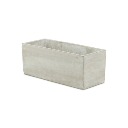 9" Light Gray Cement Indoor Outdoor Rectangular Pot Planter