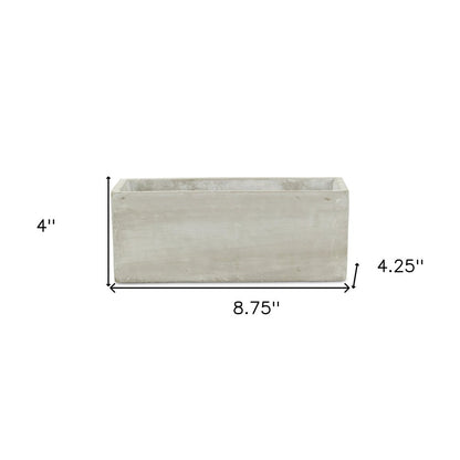 9" Light Gray Cement Indoor Outdoor Rectangular Pot Planter