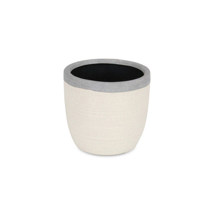 6" Cream and Gray Crackle Glaze Ceramic Indoor Outdoor Round Pot Planter