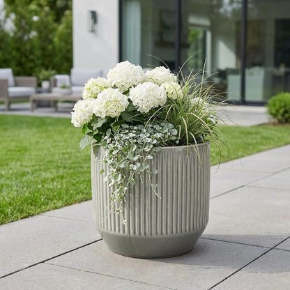 6" Gray Striped Ceramic Indoor Outdoor Round Pot Planter