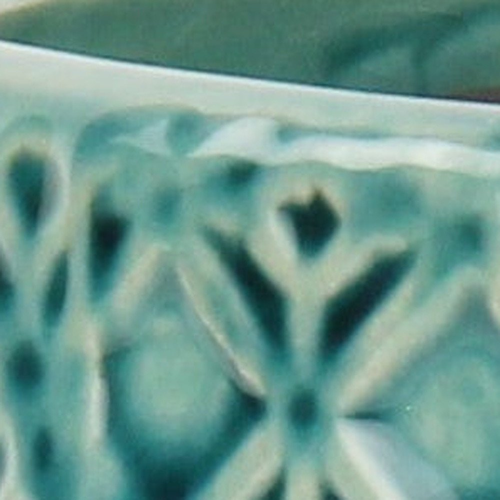 6" Turquoise Geometric Ceramic Indoor Outdoor Round Pot Planter