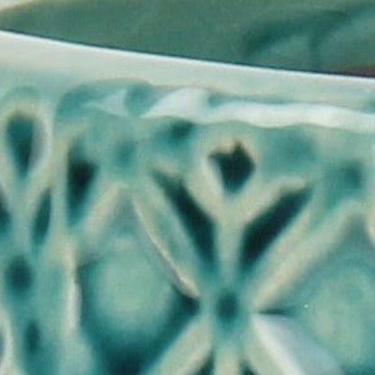 6" Turquoise Geometric Ceramic Indoor Outdoor Round Pot Planter