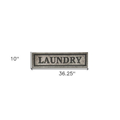 10" X 36" Gray Laundry Galvanized Metal Wall Decor
