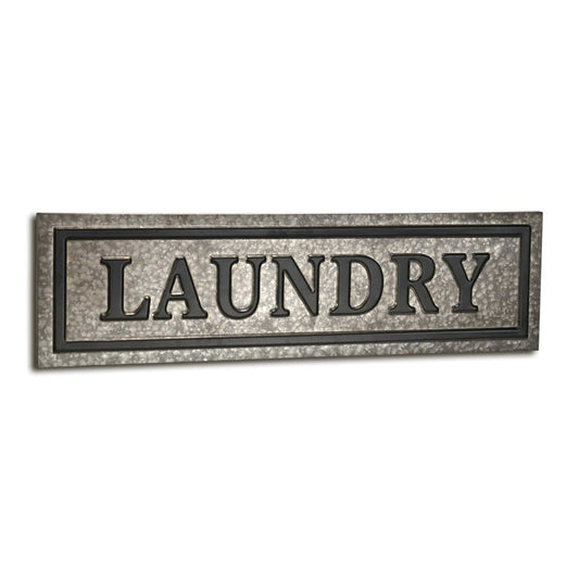 10" X 36" Gray Laundry Galvanized Metal Wall Decor