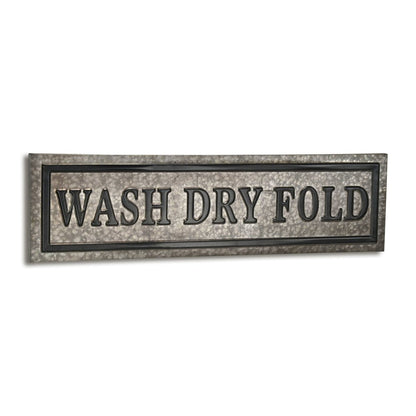 10" X 36" Gray Wash Dry Fold Metal Wall Decor