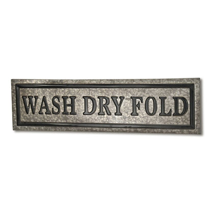 10" X 36" Gray Wash Dry Fold Metal Wall Decor