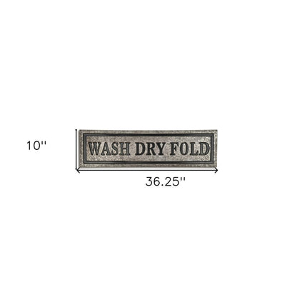 10" X 36" Gray Wash Dry Fold Metal Wall Decor