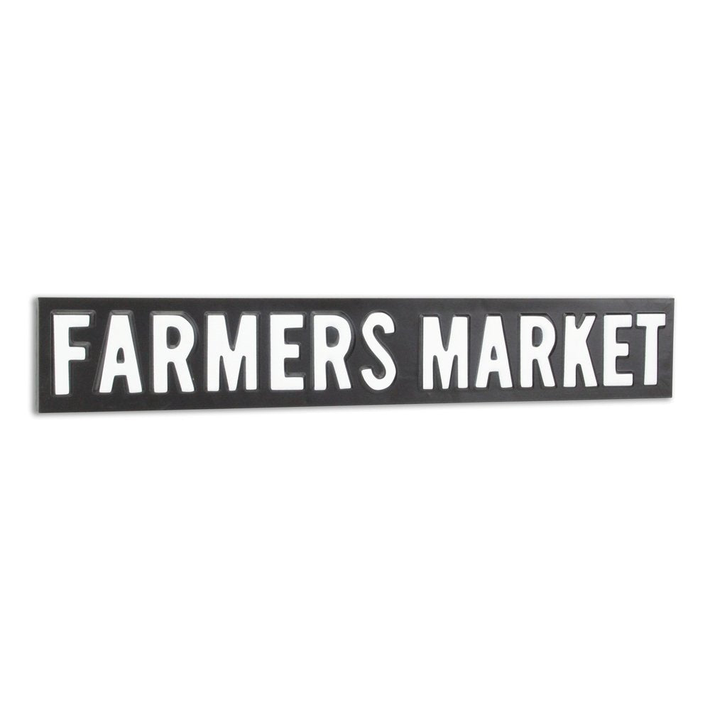 5" X 33" Gray and White Farmers Market Metal Wall Decor