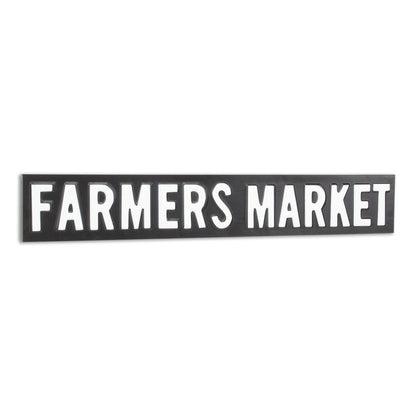 5" X 33" Gray and White Farmers Market Metal Wall Decor