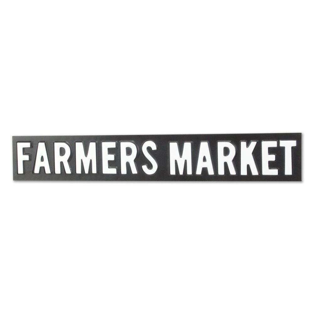 5" X 33" Gray and White Farmers Market Metal Wall Decor