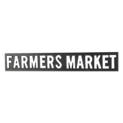 5" X 33" Gray and White Farmers Market Metal Wall Decor