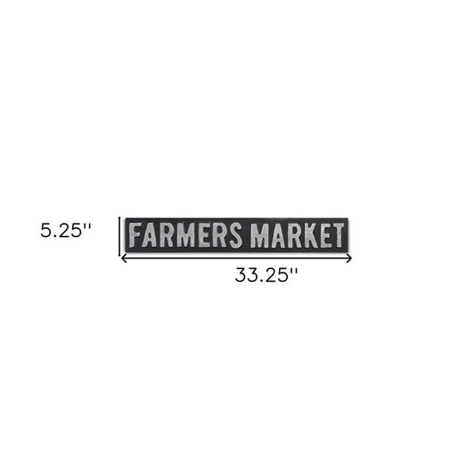5" X 33" Gray and White Farmers Market Metal Wall Decor