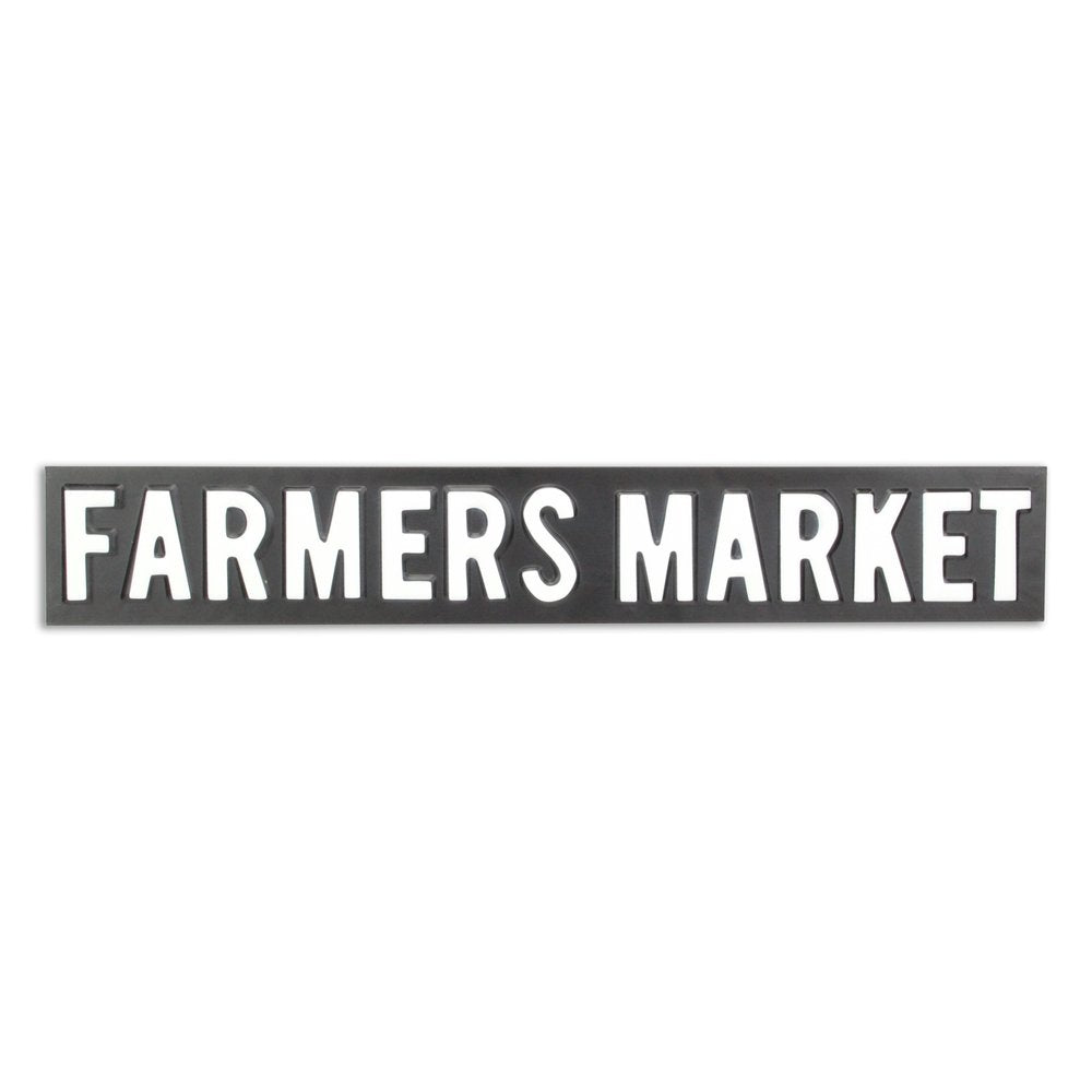 5" X 33" Gray and White Farmers Market Metal Wall Decor