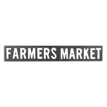 5" X 33" Gray and White Farmers Market Metal Wall Decor