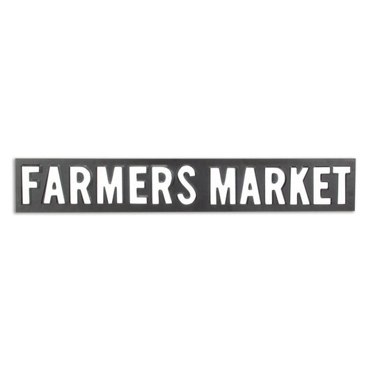 5" X 33" Gray and White Farmers Market Metal Wall Decor