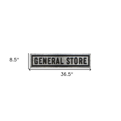 9" X 37" Gray and Black General Store Galvanized Metal Wall Decor