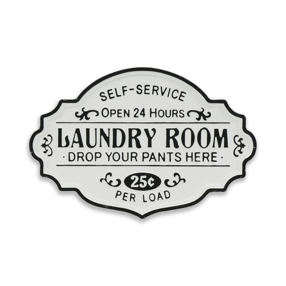 15" X 22" Black and White Laundry Room Metal Wall Decor