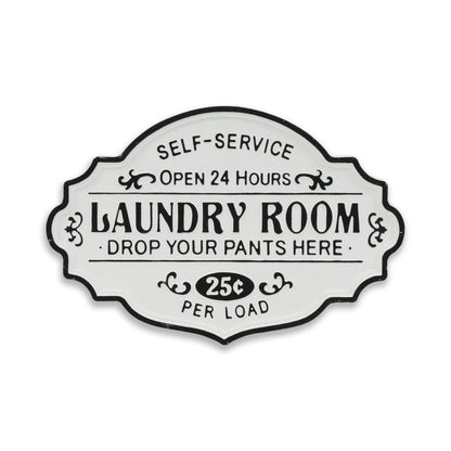15" X 22" Black and White Laundry Room Metal Wall Decor