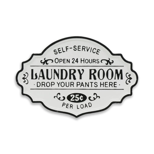 15" X 22" Black and White Laundry Room Metal Wall Decor
