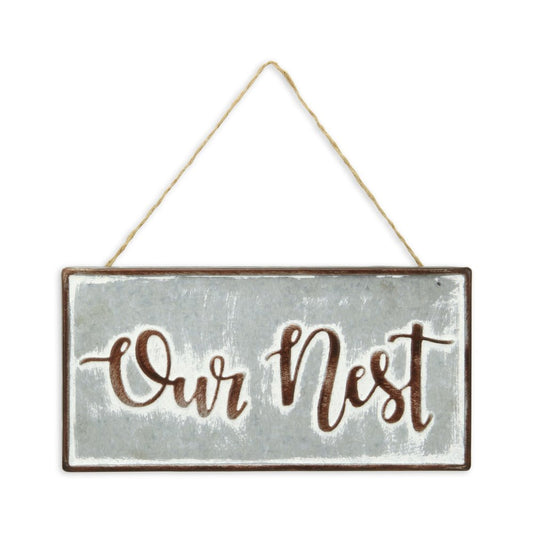 6" X 12" Gray and Brown Our Nest Galvanized Metal Wall Decor