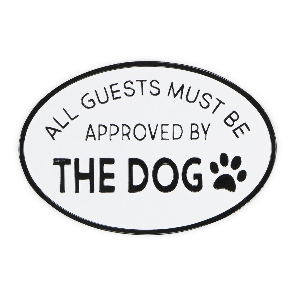 19" Black and White All Guests Approved By The Dog Metal Hanging Text Wall Decor