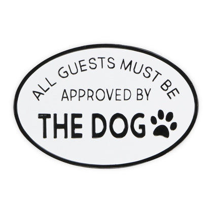 19" Black and White All Guests Approved By The Dog Metal Hanging Text Wall Decor