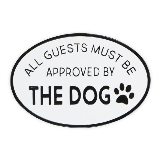 19" Black and White All Guests Approved By The Dog Metal Hanging Text Wall Decor