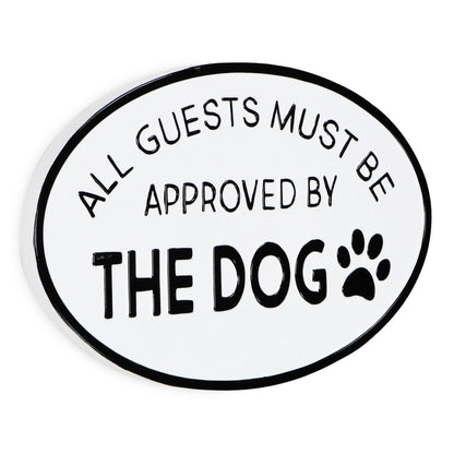 19" Black and White All Guests Approved By The Dog Metal Hanging Text Wall Decor