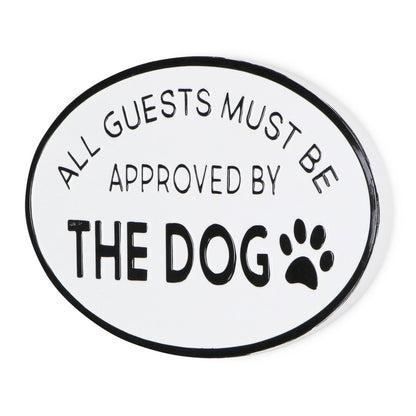 19" Black and White All Guests Approved By The Dog Metal Hanging Text Wall Decor