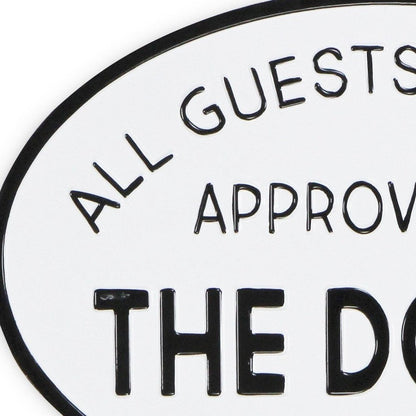 19" Black and White All Guests Approved By The Dog Metal Hanging Text Wall Decor