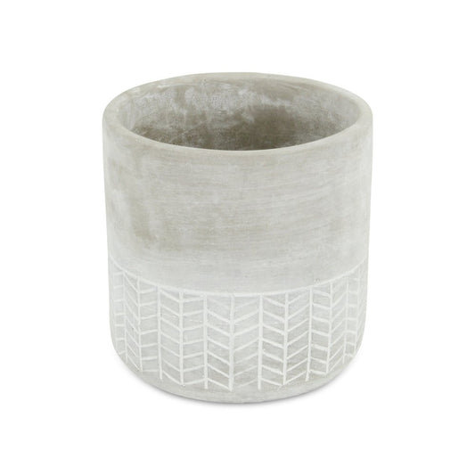 6" Light Gray Geometric Cement Indoor Outdoor Round Pot Planter