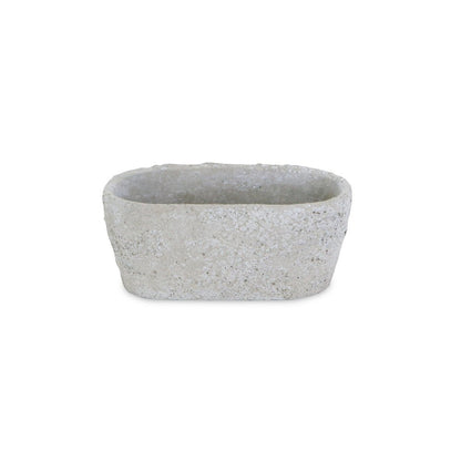 9" Gray Speckle Glaze Cement Indoor Outdoor Oval Pot Planter