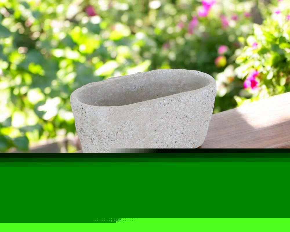 9" Gray Speckle Glaze Cement Indoor Outdoor Oval Pot Planter
