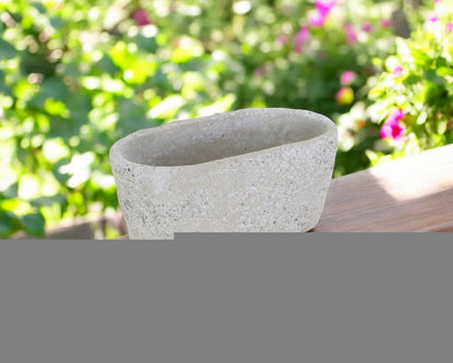 9" Gray Speckle Glaze Cement Indoor Outdoor Oval Pot Planter