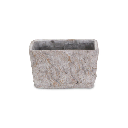 9" Gray Speckle Glaze Cement Indoor Outdoor Rectangular Pot Planter