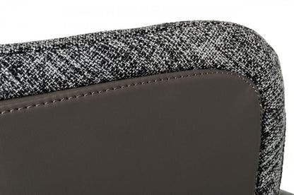 Gray and Black Upholstered Fabric And Faux Leather Wing Back Dining Arm Chair