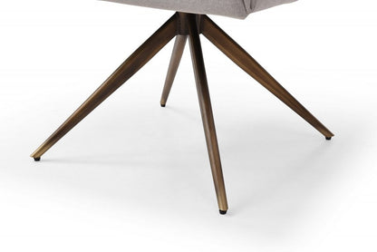 Light Gray And Brass Upholstered Fabric Dining Arm Chair