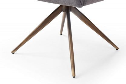 Dark Gray And Brass Upholstered Fabric Dining Arm Chair