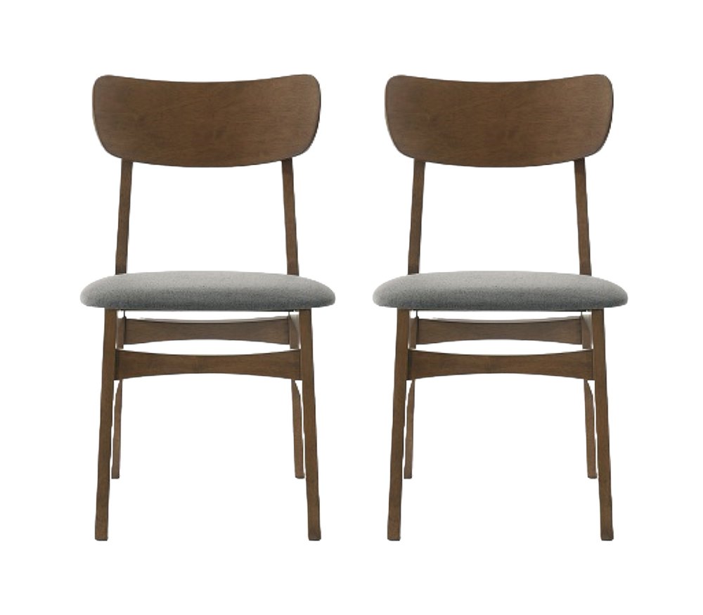 Set of Two Gray And Brown Upholstered Fabric Open Back Dining Side Chairs