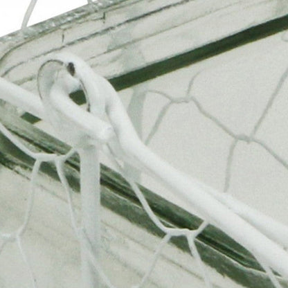 5.5" White and Clear Wire Basket Glass Jar