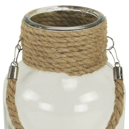 12" Clear And Brown Glass Jar with Rope
