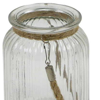 6" Clear and Brown Glass Tabletop Lantern Candle Holder