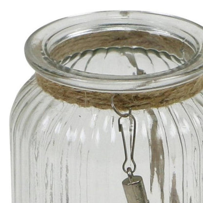 6" Clear and Brown Glass Tabletop Lantern Candle Holder