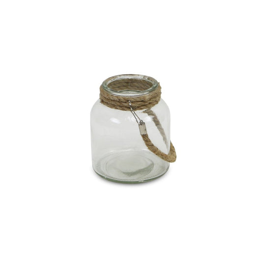 6" Clear and Brown Glass Tabletop Lantern Candle Holder