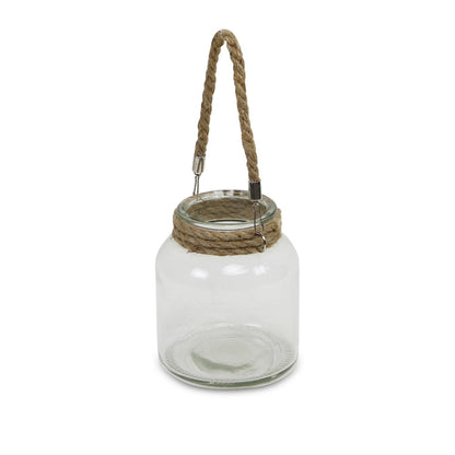 6" Clear and Brown Glass Tabletop Lantern Candle Holder