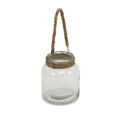 6" Clear and Brown Glass Tabletop Lantern Candle Holder
