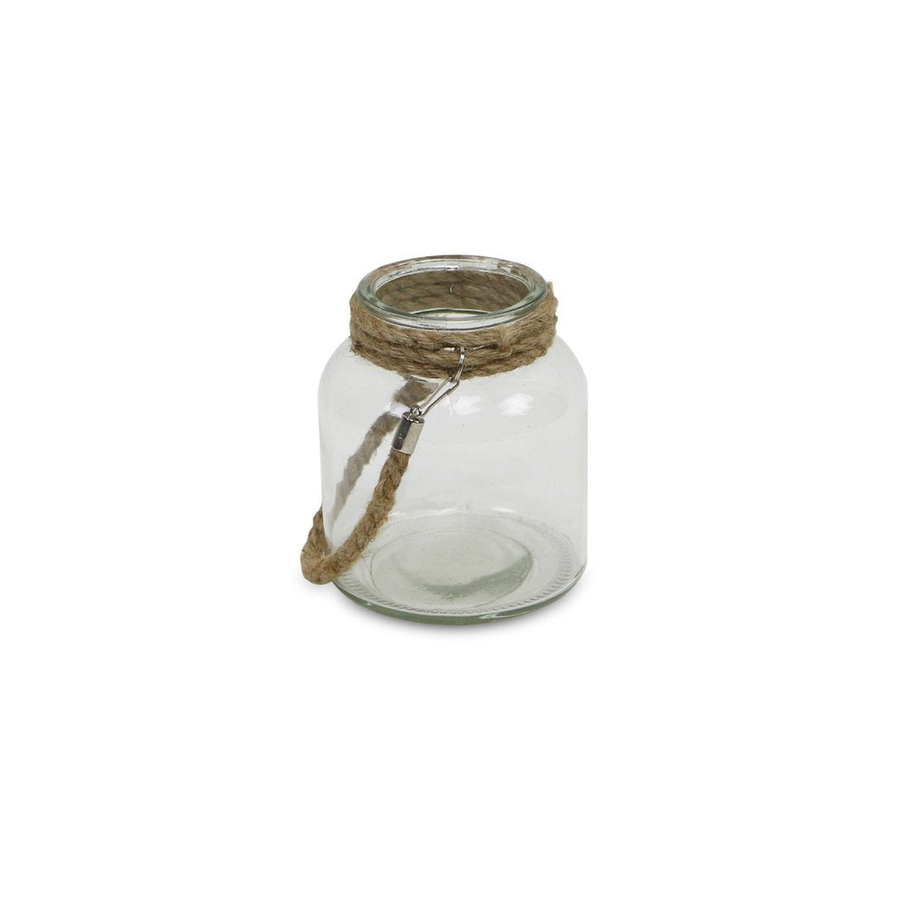 6" Clear and Brown Glass Tabletop Lantern Candle Holder