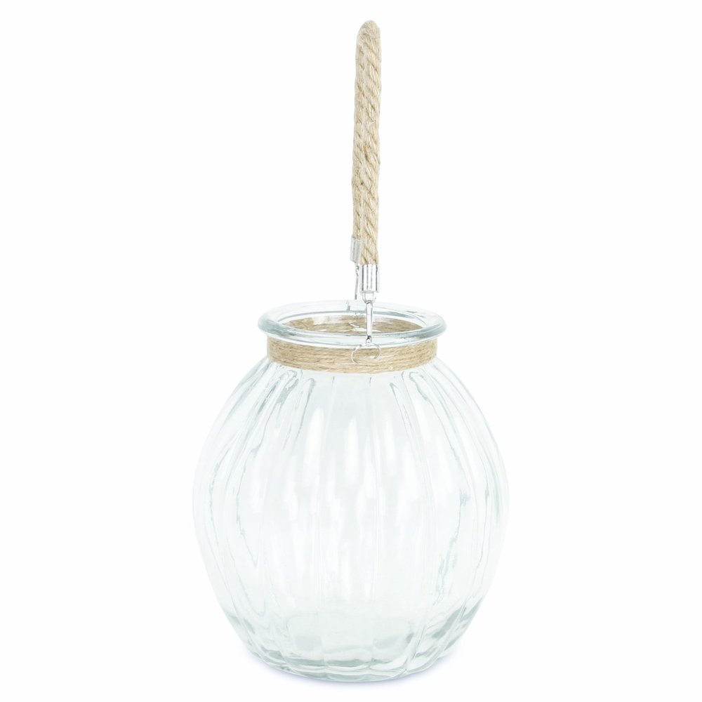 10" Clear Glass Decorative Jar With Rope